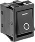 Image of Product. Horizontal Line/Circle. Front orientation. Rocker Switches. High-Starting-Current Rocker Switches, Tab Wire Connection, Without Guard, Not Illuminated, Horizontal Line, Circle.