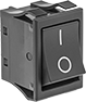 Image of Product. Vertical Line/Circle. Front orientation. Rocker Switches. High-Starting-Current Rocker Switches, Tab Wire Connection, Without Guard, Not Illuminated, Circle, Vertical Line.