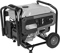 Image of Product. Front orientation. Power Generators. Gasoline Powered with Pull Start, 6,500 W Maximum Continuous Watts.
