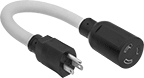 Image of Product. Plug × Socket. Front orientation. Electrical Cord Adapters. Straight End, 1 Outlet.