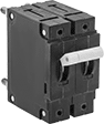 Image of Product. Front orientation. Circuit Breakers. High-Temperature Panel-Mount Circuit Breakers , 2 Poles—Toggle-Switch Style.