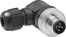 Image of Product. Front orientation. Metric Circular Connectors. M12 Connectors, 90° Elbow Plugs, Unshielded.