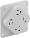 Image of Product. Front orientation. Power Connectors. Snug-Fit Straight-Blade Connectors, Outlet-Box-Mount Female Receptacles, Quad.