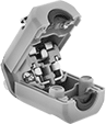 Image of Product. Hinged Housing Shown Open. Front orientation. Power Connectors. Easy-Access Straight-Blade Connectors, Plugs.