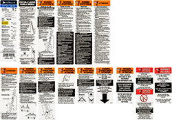 Image of Product. Front orientation. Contains MultipleImages. Labels. Ladder Labels , Safety/Instructions Label, Duty Rating Label, For Louisville.