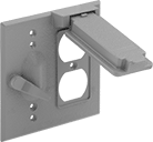 Image of Product. Front orientation. Outlet Box Covers. Covers for Weatherproof Outlet Boxes, Vertical Flip-Down Covers for NEMA Outlets and Toggle Switches.