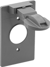 Image of Product. Front orientation. Outlet Box Covers. Covers for Weatherproof Outlet Boxes, Vertical Flip-Down Covers for Circular Outlets.