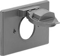 Image of Product. Front orientation. Outlet Box Covers. Covers for Weatherproof Outlet Boxes, Horizontal Flip-Down Covers for Circular Outlets.
