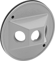 Image of Product. Front orientation. Outlet Box Covers. Covers for Weatherproof Outlet Boxes, 3 Conduit Connections, Round.