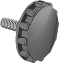 Image of Product. Style 2. Front orientation. Style 2. Left-Hand Threaded-Stud Knobs, Ribbed Grip.