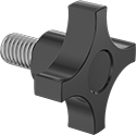 Image of Product. Style 3. Front orientation. Four-Arm Grip. Left-Hand Threaded-Stud Knobs, Style 3.