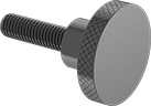 Image of Product. Style 1. Front orientation. Style 1. Left-Hand Threaded-Stud Knobs, Knurled-Head Grip.