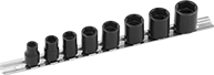 Image of Product. Front orientation. Sockets. 6-Point Impact Socket Sets, Metal Clip Rail.
