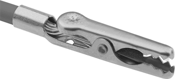 Image of Product. Front orientation. Alligator Clip, Micro Jaw, Banana Jack/Crimp/Solder Connection.