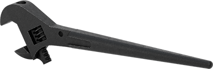 Image of Product. Back orientation. Adjustable Wrench for Hole Alignment, 11" Overall Length, 1-5/16" Maximum Jaw Capacity.