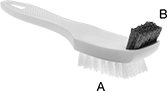 Image of Product. Style 3. Front orientation. Contains Annotated. Abrasive Hand Brushes. Two-in-One Low-Scratch Abrasive Hand Brushes, Straight Handle, Style 3.