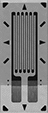 Image of Product. Linear Grid Pattern. Top orientation. Load Cells. Strain Gauges, Solder Tab—Adhesive Ready, Linear Grid Pattern.