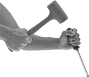 Image of ProductInUse. Strike with Hammer. Front orientation. Contains Border. Screwdrivers. Strikable Screwdrivers.