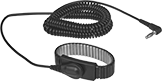Image of Product. Front orientation. Static Control Wrist Straps. Static Control Wrist Straps, 90° Elbow Snap × 90° Elbow Standard Banana Plug with Retracting Cord.