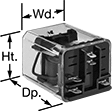 Image of Product. 5 Terminals. Front orientation. Contains Annotated. Relays. Spade-Terminal Relays, 1 Circuit Controlled, 1.5" Wide, 1.9" Deep.