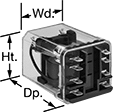 Image of Product. 8 Terminals. Front orientation. Contains Annotated. Relays. Spade-Terminal Relays, 2 Circuits Controlled, 1.5" Wide, 1.9" Deep.