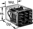 Image of Product. 11 Terminals. Front orientation. Contains Annotated. Relays. Spade-Terminal Relays, 3 Circuits Controlled, 1.5" Wide, 1.9" Deep.