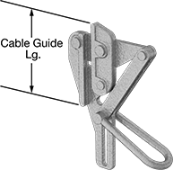 Image of Product. Front orientation. Contains Annotated. Cable Pulling Clamps. Wire and Cable Pulling Clamps, Double-V Jaws.