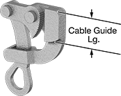 Image of Product. Front orientation. Contains Annotated. Cable Pulling Clamps. Wire and Cable Pulling Clamps, Serrated Jaws, Without Latch.