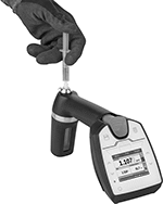 Image of ProductInUse. Shown with Syringe. Front orientation. Density Meters. Digital Density Meters.