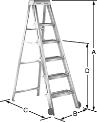 Image of Product. Front orientation. Contains Annotated. Ladders. Clean Room Step Ladders.