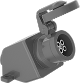 Image of Product. Front orientation. Power Connectors. Washdown Pin-and-Sleeve Connectors, 15° Elbow Female Receptacles.