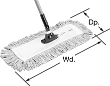 Image of Product. Mops. Front orientation. Contains Annotated. Mops. Dust Mops, Wood Handle.