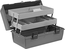 Image of Product. Front orientation. Tool Boxes. Tool Boxes with Cantilever Trays, Plastic, 2 Trays.