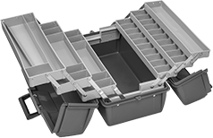 Image of Product. Front orientation. Tool Boxes. Tool Boxes with Cantilever Trays, Plastic, 6 Trays.