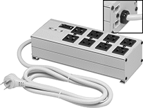 Image of Product. Front orientation. Contains Inset. Outlet Strips. Interference-Limiting Outlet Strips, Outlet Strips with RJ11 Telephone Connections.