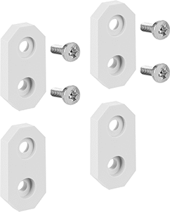Image of Product. Front orientation. 4-Piece Mounting Feet Set for Gray Polycarbonate Watertight Enclosure.