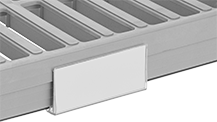 Image of ProductInUse. Front orientation. ZoomedIn view. Label Holders. Label Holders for Heavy Duty Plastic Shelving.