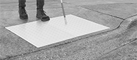 Image of ProductInUse. Plate Shown Installed and in Use. Front orientation. ADA Warning Plates.