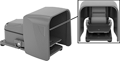 Image of Product. Switch with Safety Lever and Oversized Guard. Front orientation. Contains Inset, Border. Foot Switches. Wet-Location Foot Switches, Oversized Guard, Safety Lever, Aluminum Guard, With Guard.