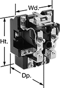 Image of Product. Front orientation. Contains Annotated. Relays. Open-Style Screw Terminal Relays, 2 Circuits Controlled.