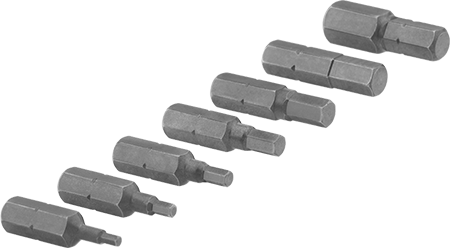 Image of Product. Front orientation. 7 Piece Hex Bit Set, Metric Sizes.