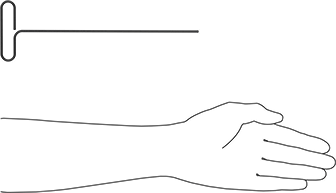 Image of Product. Side1 orientation. Contains SizingReference. Looped T-Handle Hex Key with Plain Grip, 7/64" Drive Size, 9-3/4" Overall Length.