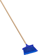 Image of Product. Blue with Wood Handle. Front orientation. Brooms. Choose-a-Color Angle Brooms for Smooth Surfaces, With Wood Handle.
