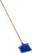 Image of Product. Blue with Wood Handle. Front orientation. Brooms. Choose-a-Color Angle Brooms for Semi-Smooth Surfaces, With Wood Handle.