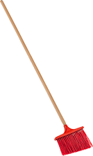 Image of Product. Red with Wood Handle. Front orientation. Brooms. Choose-a-Color Angle Brooms for Semi-Smooth Surfaces, With Wood Handle.
