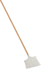 Image of Product. White with Wood Handle. Front orientation. Brooms. Choose-a-Color Angle Brooms for Semi-Smooth Surfaces, With Wood Handle.