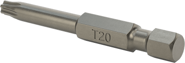 Image of Product. Back orientation. Torx Bit, 1/4" Hex Shank for Power Tools, T20 Size, 2" Overall Length .