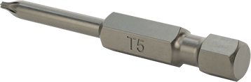 Image of Product. Back orientation. Torx Bit, 1/4" Hex Shank for Power Tools, T5 Size, 2" Overall Length .