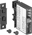 Image of Product. Relays with 1 Circuit Controlled, DIP Switches, and Quick-Disconnect Terminals. Front orientation. Timer Relays. Solid State DIN-Rail Mount Multifunction Timer Relays, Timing-Adjustment DIP Switch, 1 Circuit Controlled, Quick-Disconnect-Terminal Wire Connection.