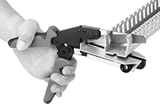 Image of ProductInUse. Front orientation. Wire Duct Cutters. Slotted Wire Duct Cutters.
